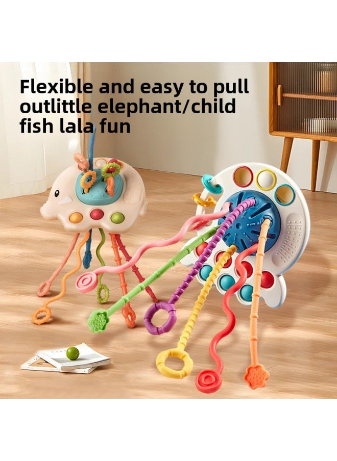 Generic - Baby Pumping Toy Finger Octopus Little Elephant Lala Hand Fine Action Child 6-month-old Treasure-Color:Octopus Lala Le [blue]]-Specifications:Color Box - Image 1