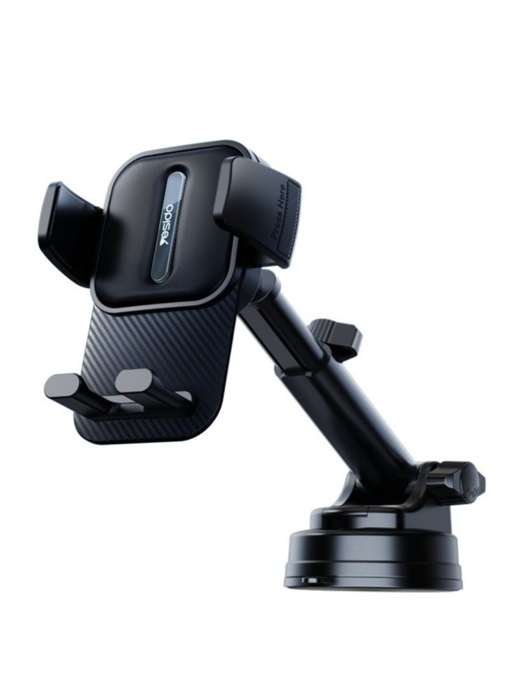 Yesido C174 Suction Cup Type Telescopic Car Phone Holder (Black) - Image 1