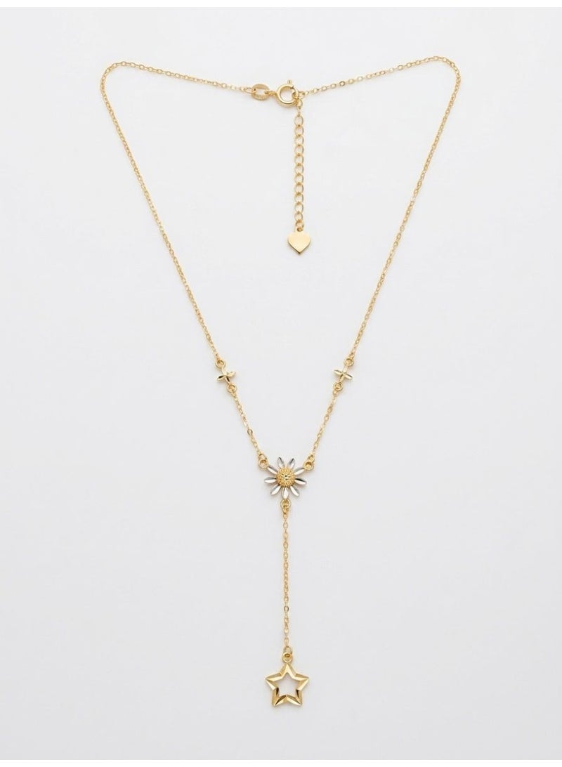 The Intermix Gems Gold Daisy Flower and Star Drop Necklace 18K - Image 1