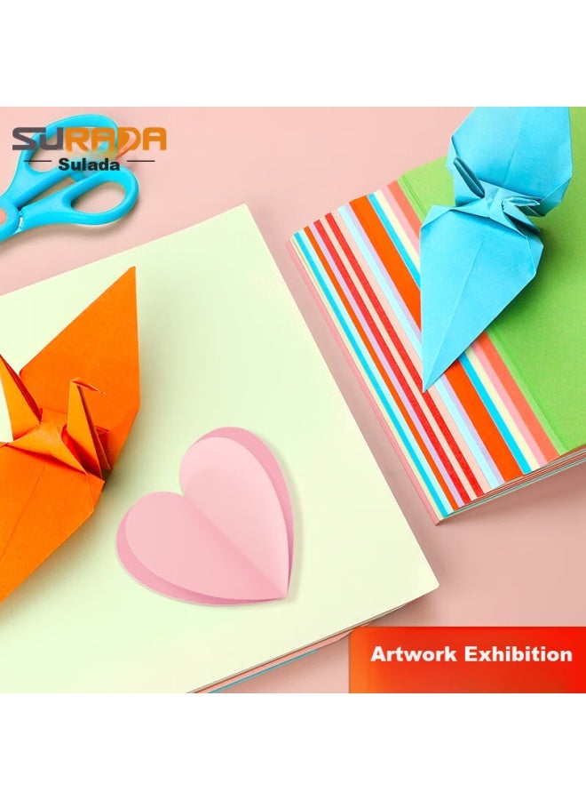 Surada Origami Paper, 100 Sheets, 20*20cm, Square Colored Cardstock, Handmade Origami Paper For Children, Star And Crane Paper, Diy Craft Paper, 10 Colors Diy142, Sketching, Marker Drawing - Image 4