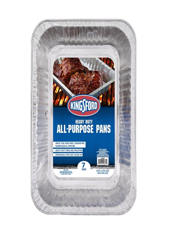 Kingsford Heavy Duty AllPurpose Aluminum Pans,Disposable Aluminum Foil Pans Ideal for Cooking, Baking, Steaming, Grilling, & Smoking Safe, Disposable Chafing Dish (Pack of 7) - Image 1