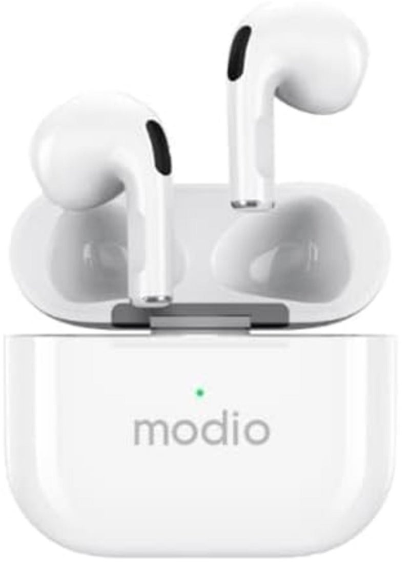 modio - ME12 Wireless Bluetooth Headset – Premium Sound, Comfortable Fit, Sleek White Design - Image 1