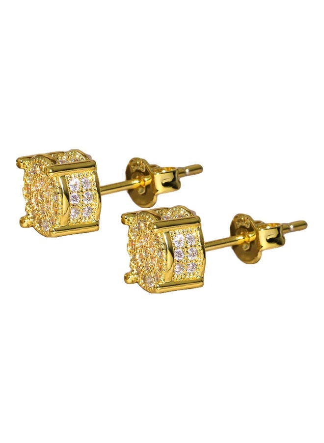 NIBEMINENT Fashion Lady Cubic Zirconia Inlaid Round Ear Stud Earrings Piercing Jewelry Gift - Image 1