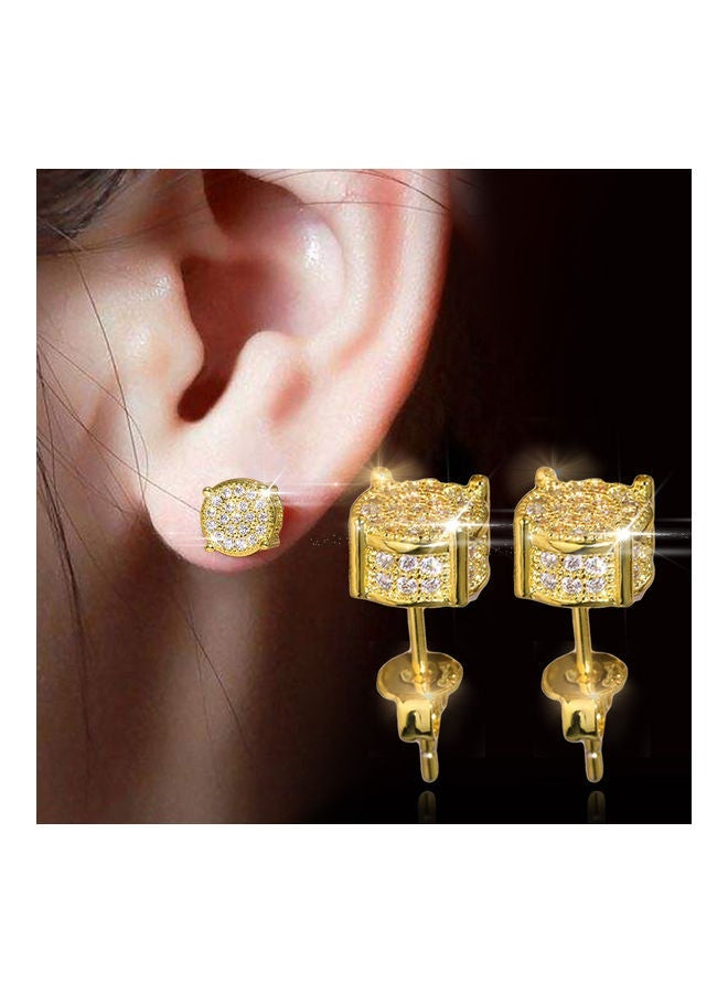NIBEMINENT Fashion Lady Cubic Zirconia Inlaid Round Ear Stud Earrings Piercing Jewelry Gift - Image 2