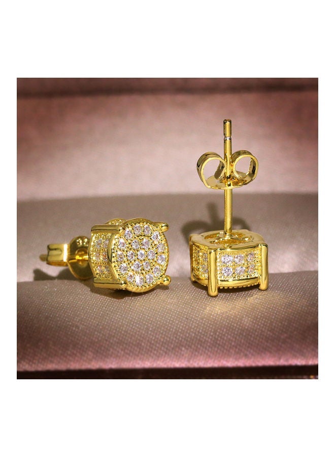 NIBEMINENT Fashion Lady Cubic Zirconia Inlaid Round Ear Stud Earrings Piercing Jewelry Gift - Image 5