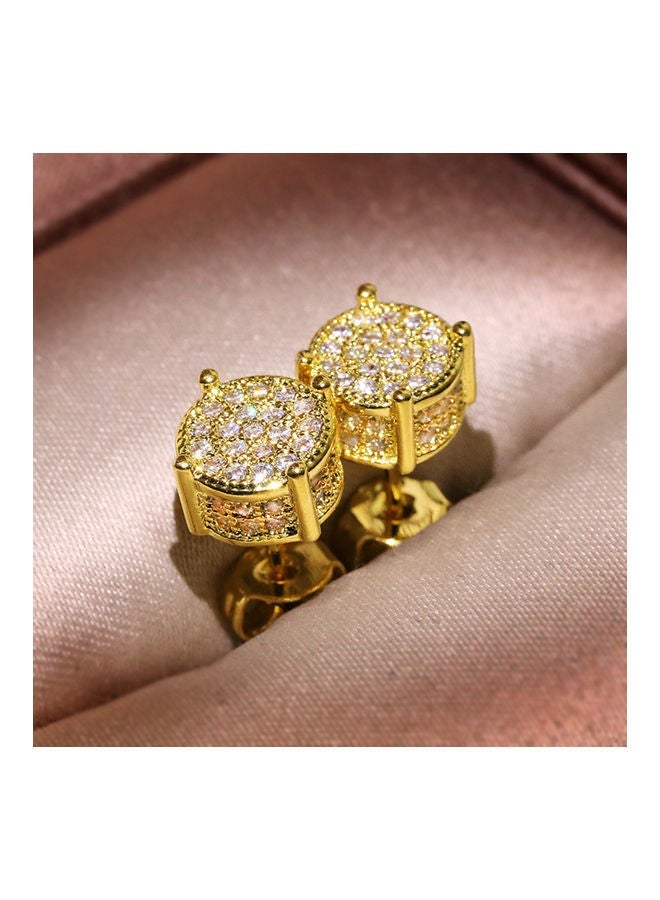 NIBEMINENT Fashion Lady Cubic Zirconia Inlaid Round Ear Stud Earrings Piercing Jewelry Gift - Image 3