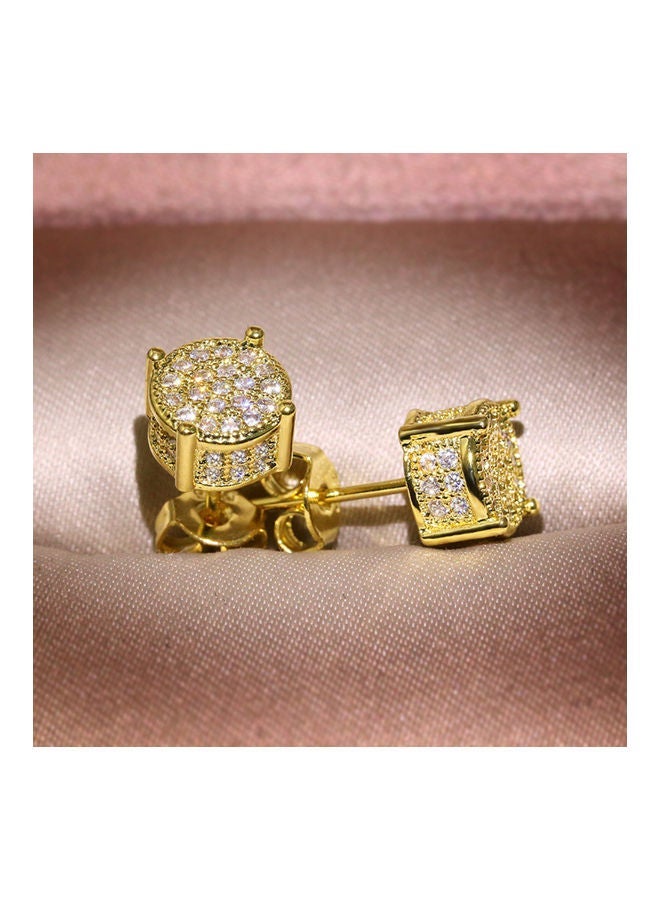 NIBEMINENT Fashion Lady Cubic Zirconia Inlaid Round Ear Stud Earrings Piercing Jewelry Gift - Image 4