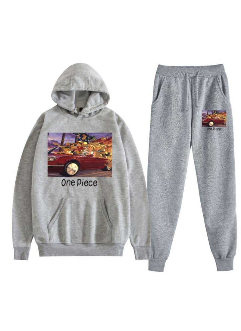 KUYING - New One Piece Casual Loose Hooded Sweatshirt And Pants Set - Image 1