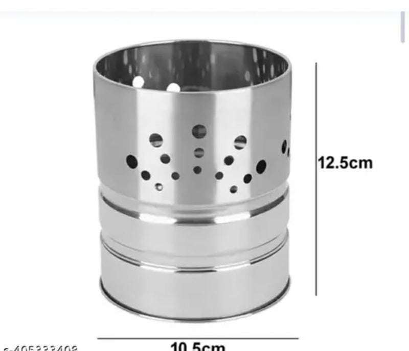 Blue Earth Stainless Steel round Hole Cutlery Holder Spoon Holder Pen Holder Brush Stand Round lb121010 - Image 3