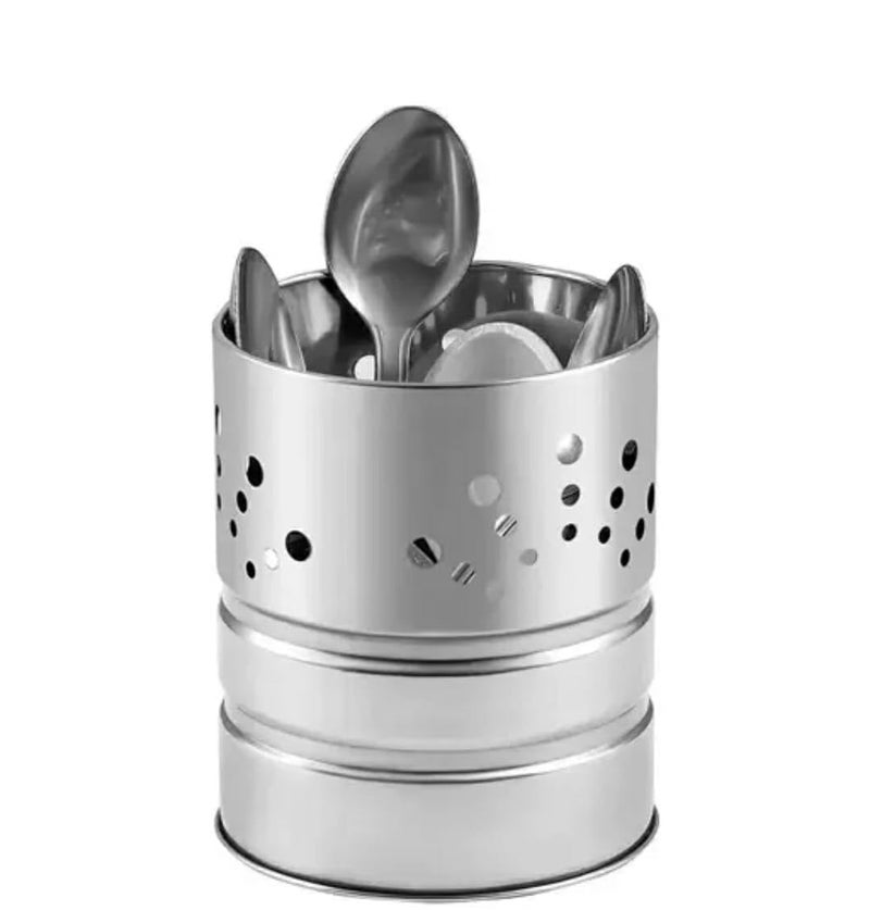 Blue Earth Stainless Steel round Hole Cutlery Holder Spoon Holder Pen Holder Brush Stand Round lb121010 - Image 1