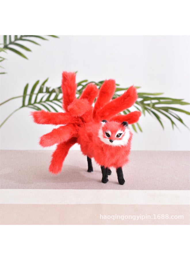 Generic - Simulation Nine-tail Fox Model Fox Plush Wanu Doll Desktop Resin Creative Decoration White Fox Decoration Props-Color:Gray Small Size Station Nine Tail - Image 1