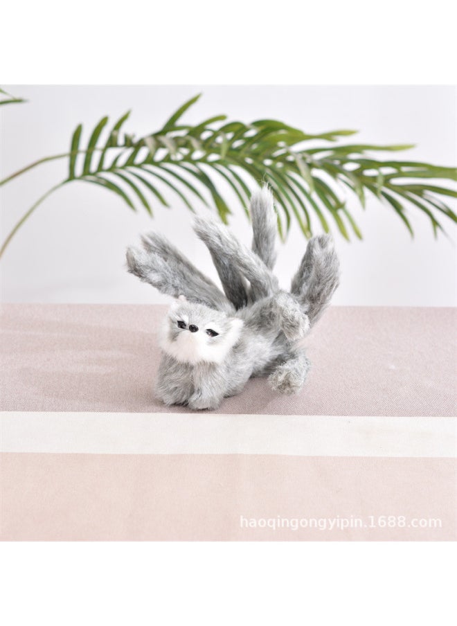 Generic - Simulation Nine-tail Fox Model Fox Plush Wanu Doll Desktop Resin Creative Decoration White Fox Decoration Props-Color:Gray Small Size Station Nine Tail - Image 1