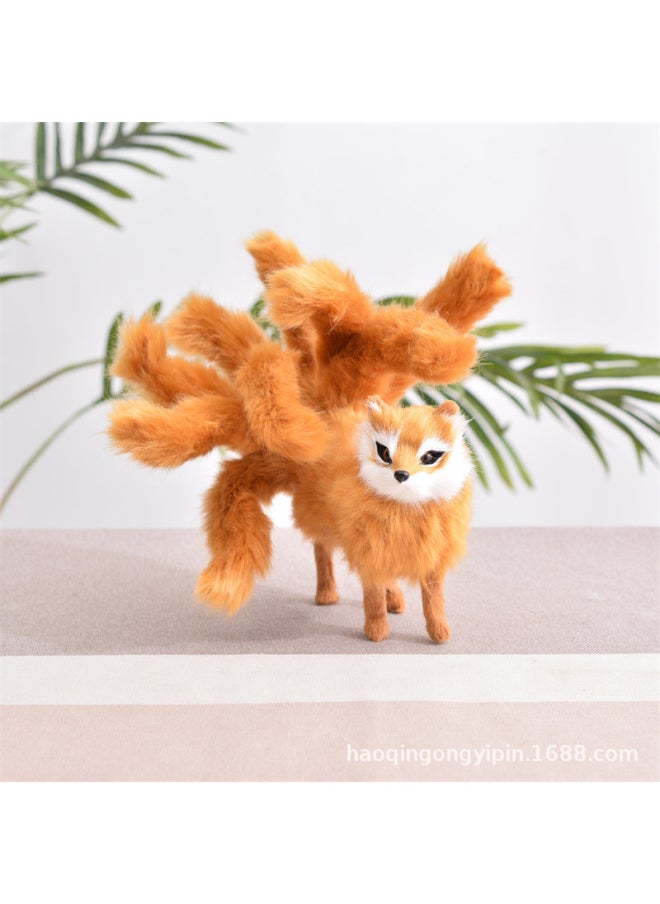 Generic - Simulation Nine-tail Fox Model Fox Plush Wanu Doll Desktop Resin Creative Decoration White Fox Decoration Props-Color:Gray Small Size Station Nine Tail - Image 1
