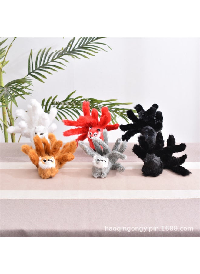 Generic - Simulation Nine-tail Fox Model Fox Plush Wanu Doll Desktop Resin Creative Decoration White Fox Decoration Props-Color:Gray Small Size Station Nine Tail - Image 1