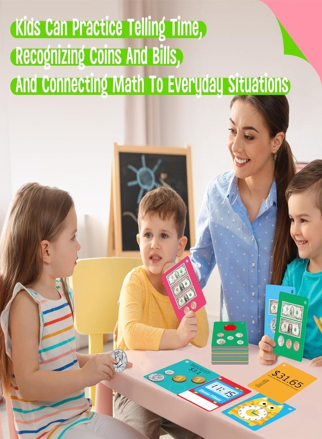 SpriteGru 52 PCS Time & Money Flashcards, Double Sided Cognition Cards-Coin Value, Coin Combinations, Counting Coins, Telling Time, Reading Clocks, Learning Tool for Kids Ages 6+ Kindergarten Toddlers - Image 5