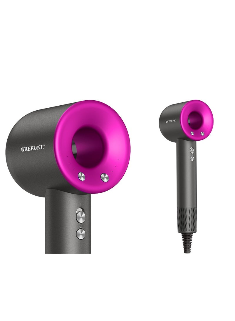 REBUNE Hair Dryer With High-Speed Bldc Motor, 3 Temperature Levels, 1600W Pink - Image 3