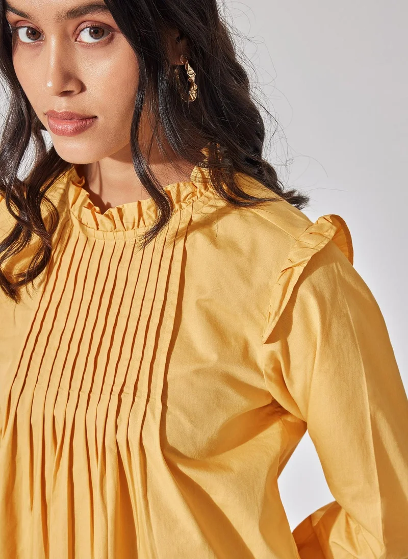 The Label Life Pintuck Ruffled Blouse