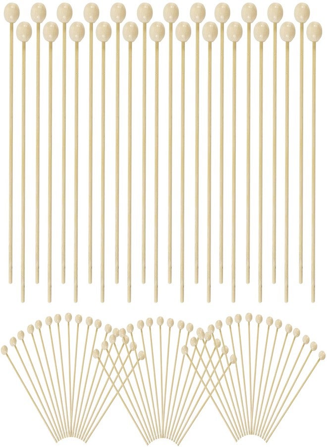 YOOHUA 100PCS 6inch Rock Candy Sticks with Ball Wood Swizzle Sticks Wood Cake Sticks Drink Stirrer Sticks for Hard Rock Candy - Image 1