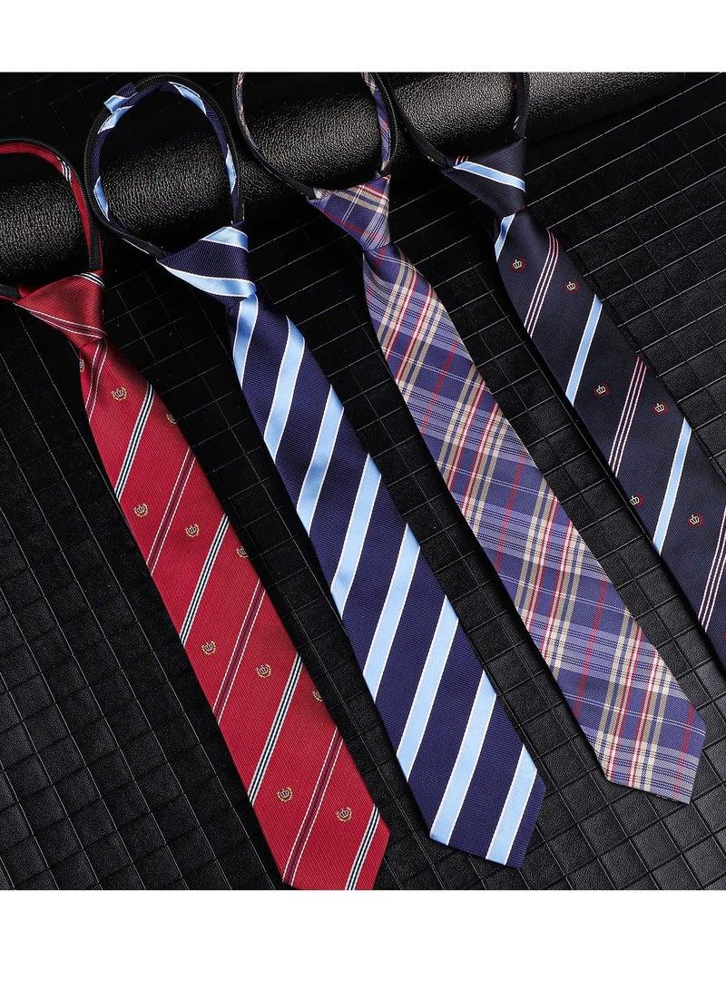 4 Pcs Adjustable Zipper Ties for Boys, Perfect for Kids Aged 6-12 Years - Ideal for Weddings, Graduations, School Uniforms, and Special Events.  - Image 5