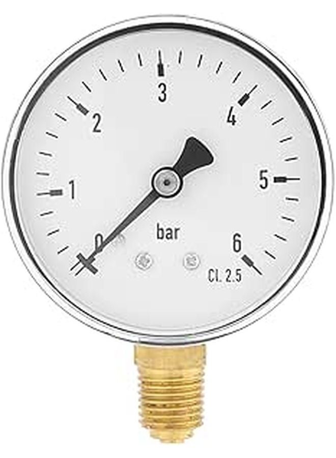 1 4 NPT Side Mount Pressure Gauge 0 6 Bar Air Hydraulic Pressure - Image 1