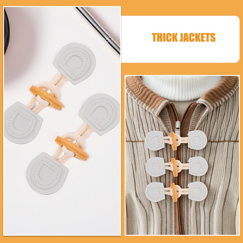 10 Pairs Fake Leather Sew- Toggles Closure Horn Button Sewing Accessories For Coat Clothing Jacket Sweater Windbreaker Shawl - Image 3