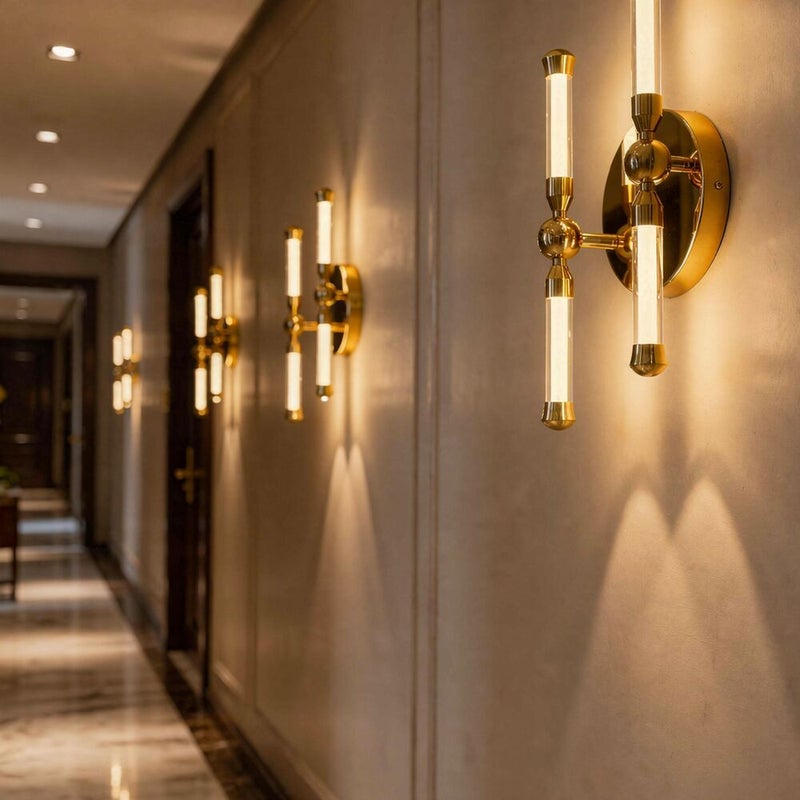 DANUBE HOME Gloss Wall Lamp Contemporary Indoor Wall Lamps Wall Mounted Lanterns Built in LED Modern Design Indoor Lighting For Bedroom Dining Living Room L8.5xW15xH42cm-Brass Gold - Image 3