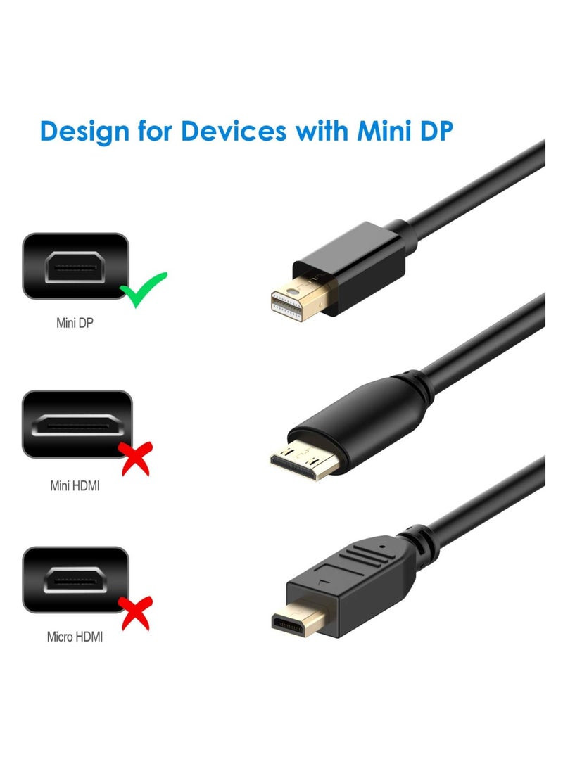 ماركة غير محددة - كابل رانكي ميني ديسبلاي بورت ذكر إلى HDMI ذكر، متوافق مع ثندربولت، جاهز لـ 4K، بطول 6 أقدام (أسود) - Image 1