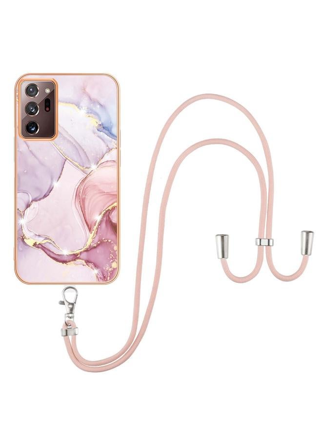 اس-توب جراب لهاتف Samsung Galaxy Note20 Ultra مصنوع من مادة TPU IMD مطلية بالكهرباء من الرخام مع حبل تعليق - Image 2