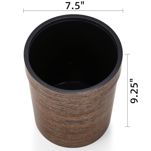 Noamus 3 Pack Vintage Small Trash Can 17 Gallon Plastic Round Wastebasket Hipsteen Retro Style Garbage Can Wood Grain Garbage Bin with Top Ring to Fix Bag for Home Kitchen Office Bathroom - Image 3