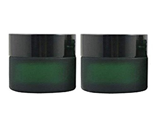 ericotry 30ML(1 OZ) Green Glass Empty Refillable Cosmetic Cream Jar Pot Bottle Container With Black Cap for Salve Face Cream Lip Balm Lotion And DIY Homemade Products (2PCS) - Image 3