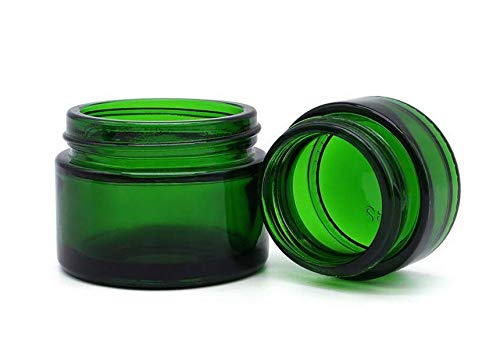 ericotry 30ML(1 OZ) Green Glass Empty Refillable Cosmetic Cream Jar Pot Bottle Container With Black Cap for Salve Face Cream Lip Balm Lotion And DIY Homemade Products (2PCS) - Image 5
