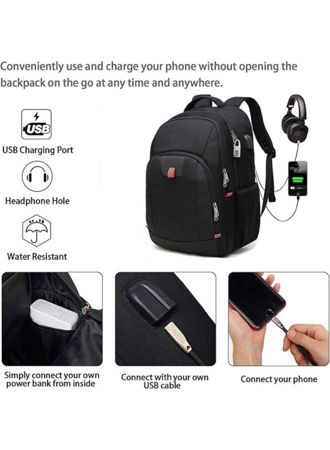 Della Gao Laptop Backpack, Extra Large Anti-Theft Business Travel Laptop Backpack Bag with USB Charging Port, Water Resistant College School Computer Rucksack Bag for Men/Women for 17 Inch Laptop and Notebook Black - Image 3