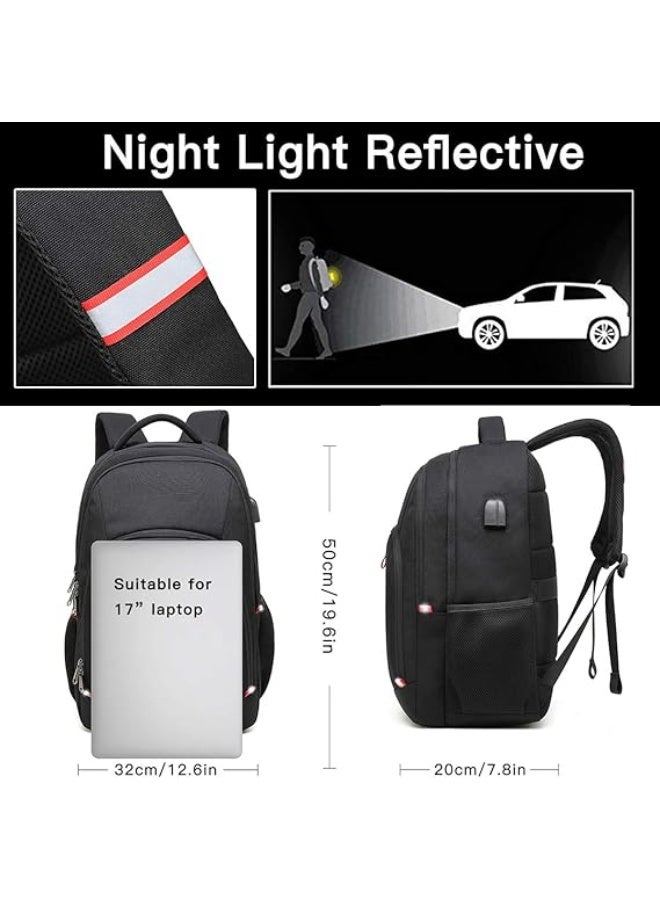 Della Gao Laptop Backpack, Extra Large Anti-Theft Business Travel Laptop Backpack Bag with USB Charging Port, Water Resistant College School Computer Rucksack Bag for Men/Women for 17 Inch Laptop and Notebook Black - Image 4