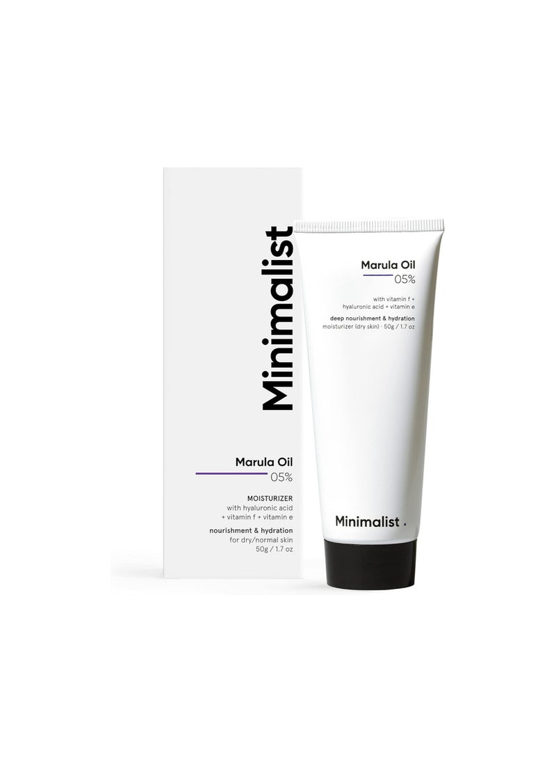 Minimalist Marula Oil 5% Face Moisturizer For Dry Skin With Hyaluronic Acid For Deep Nourishment & Hydration, For Men & Women