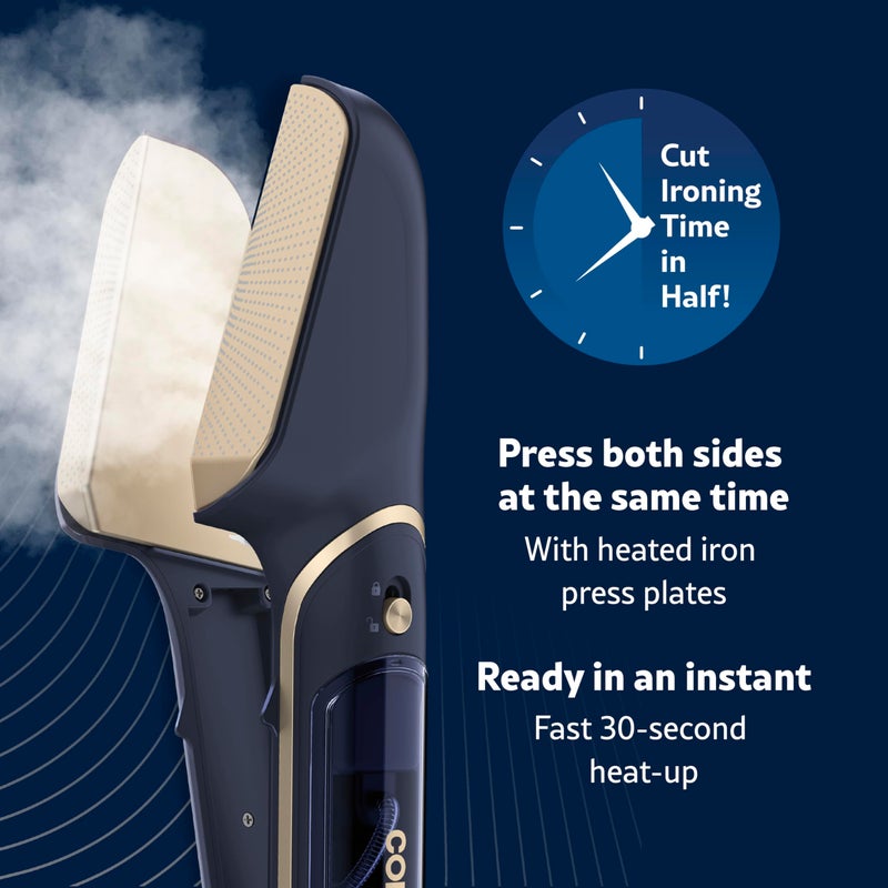 CONAIR كونير ستيم ستايلست 3 في 1 مكبس بخار ومكواة بخار للملابس، مكواة بخار للسفر، تشمل ماكينة حلاقة الأقمشة، خزان مياه إضافي وحقيبة تخزين، أزرق منتصف الليل - Image 3