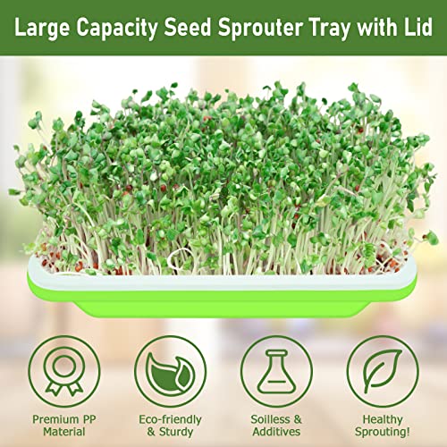 Legigo 5 Pack Green Seed Sprouter Trays- Soil-Free Cultivation Germination Tray, BPA Free Nursery Tray with Planting Paper for Indoors or Outdoors Sprouting Seeds, Grow Grass, Beans and More - Image 3