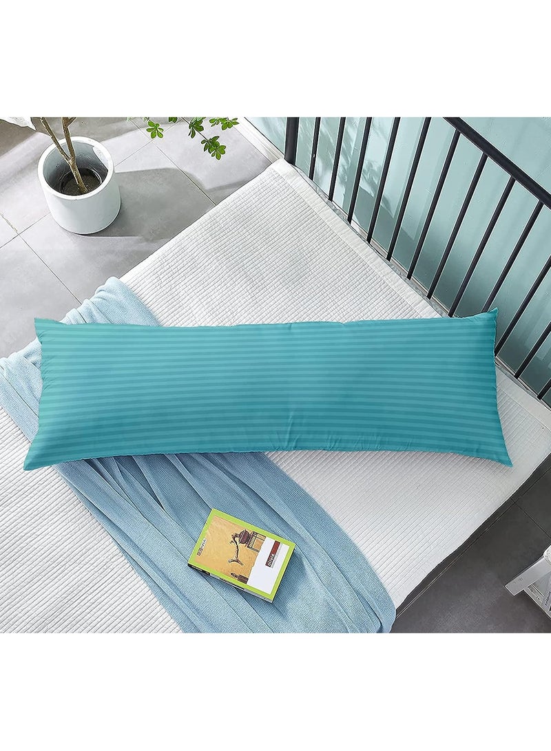 DubaiGallery Long Body Pillow 1pc, Fabric: 100% Polyester 85 GSM Microfiber 1 cm Stripe Super Soft, Filling: 1300 gm Hollow Fiber Comfort, Breathable & Ultra Soft , Size: 45 x 120 cm  - Image 1