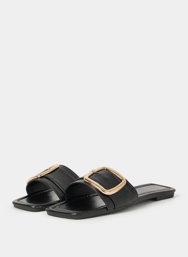 Styli Buckle Detail Slip On Sandals