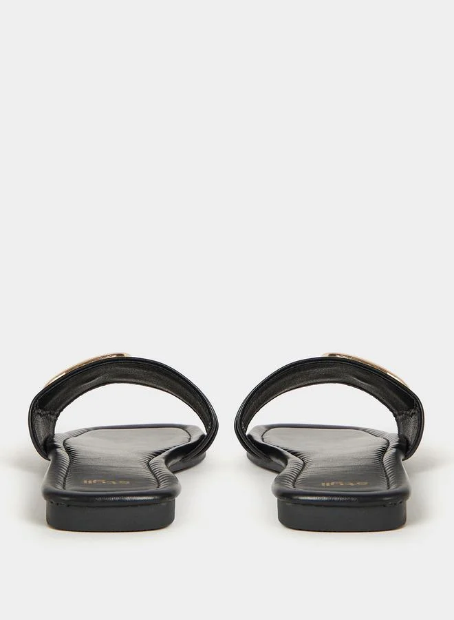 Styli Buckle Detail Slip On Sandals