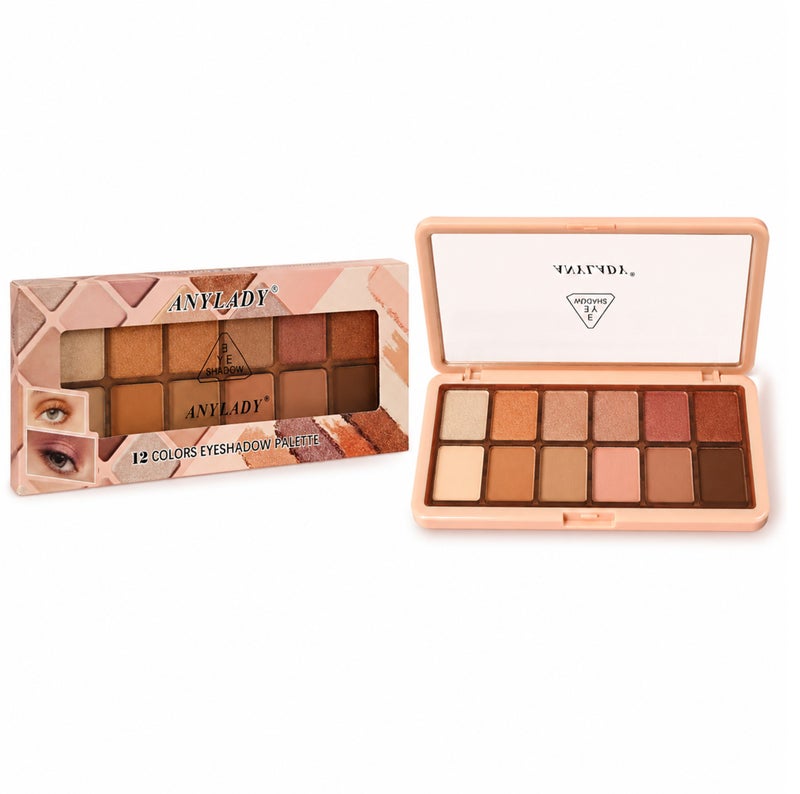 Me Now 12 Colors Eyeshadow Palette Matte Shimmer Nude Brown Pink Eye Shadow Makeup Palette Slim Compact Travel Eye Makeup Kit - Image 1