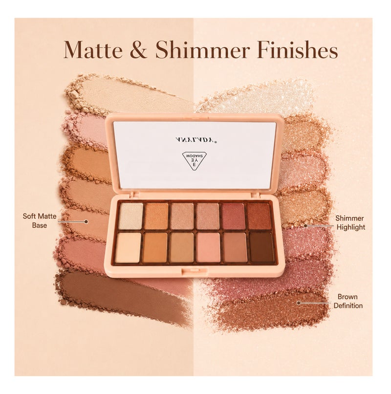 Me Now 12 Colors Eyeshadow Palette Matte Shimmer Nude Brown Pink Eye Shadow Makeup Palette Slim Compact Travel Eye Makeup Kit - Image 4