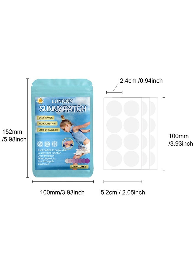 LUNOON 24 Pcs UV Stickers for Sunscreen, Sun Cream Stickers to Reapply, Waterproof UV Detection Stickers, UV Detection Reminder UV Patch for Kids Adults Waterproof Patches, Changes Color When Time To Reapply  - Image 2