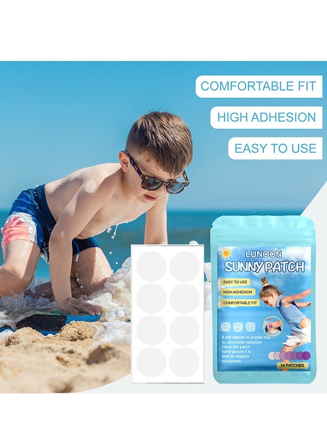 LUNOON 24 Pcs UV Stickers for Sunscreen, Sun Cream Stickers to Reapply, Waterproof UV Detection Stickers, UV Detection Reminder UV Patch for Kids Adults Waterproof Patches, Changes Color When Time To Reapply  - Image 5