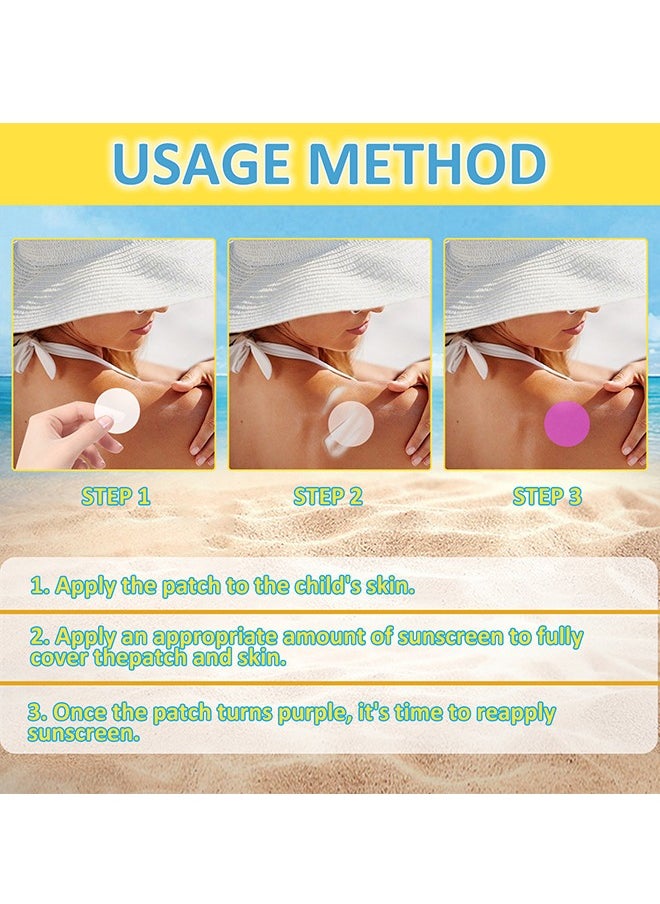 24 Pcs UV Stickers for Sunscreen, Sun Cream Stickers to Reapply, Waterproof UV Detection Stickers, UV Detection Reminder UV Patch for Kids Adults Waterproof Patches, Changes Color When Time To Reapply
