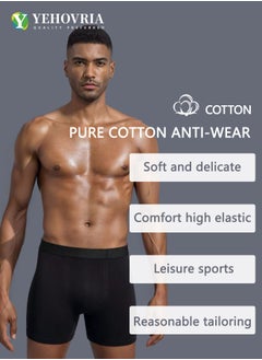 YEHOVRIA Men's 4-Pack Boxer Briefs - Mid-Rise, Anti-Chafing Stretch Cotton, Breathable Athletic Underwear in Assorted Colors (Black/Light Grey)  - Image 4