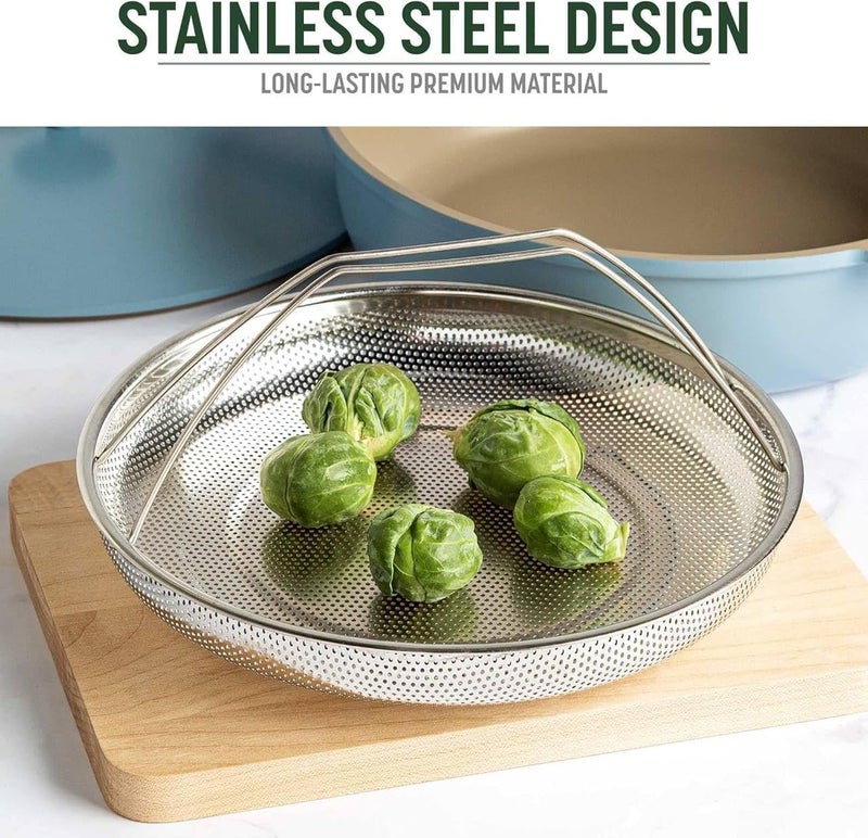RABADIYA CREATION All in One Stainless Steel Steamer Basket Plate for Cooking Stainless Steel Vegetable Steamer Basket with Handle for Pan and Instant Pot, Pan Steamer Vegetable Rice Fruits Filter Washing Plate - Image 5