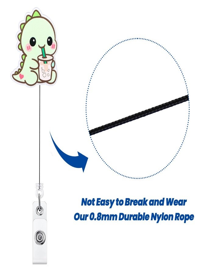 BEZTN Dino With Iced Coffee Funny Medical Badge Reel | Retractable ID Card Dinosaur Badge Holder | Name Tag Work Badge Clip for RN LPN CNA MA Night Shift Nurse Nursing Student Doctor | Nurse Gifts | Acrylic - Image 5