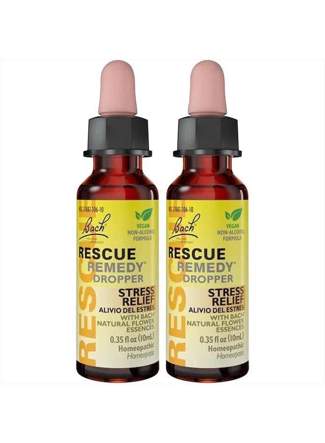 RESCUE Bach RESCUE Remedy Dropper 10mL Bundle, Non-Alcohol Formula, Natural Stress Relief, Homeopathic Flower Essence, Vegan, Gluten & Sugar-Free, Non-Habit Forming, 2-Pack  - Image 1