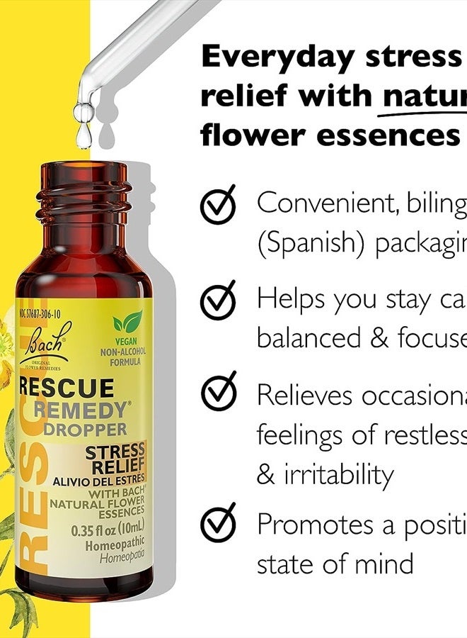 RESCUE Bach RESCUE Remedy Dropper 10mL Bundle, Non-Alcohol Formula, Natural Stress Relief, Homeopathic Flower Essence, Vegan, Gluten & Sugar-Free, Non-Habit Forming, 2-Pack  - Image 2
