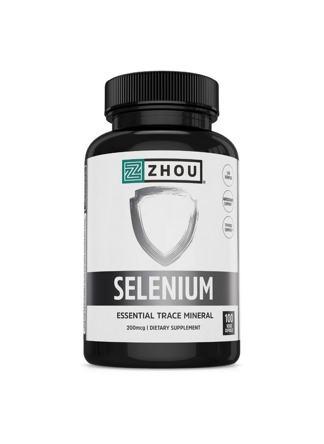 Zhou - Zhou Selenium 200mcg | for Thyroid, Prostate and Heart Health | Essential Trace Mineral with Superior Absorption | No Yeast | 100 Veg Caps - Image 1